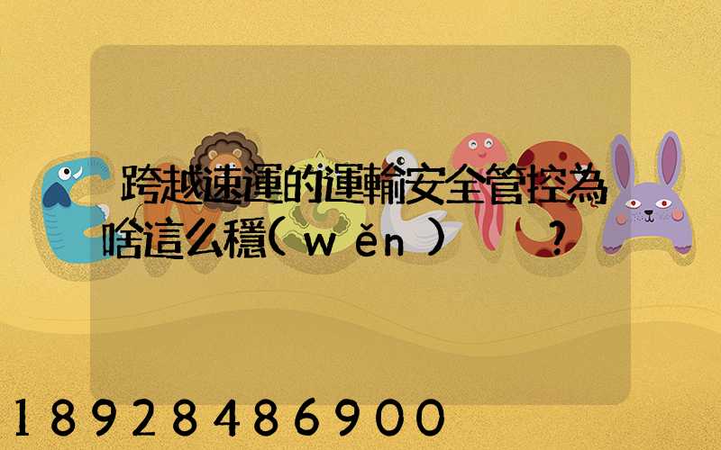 跨越速運的運輸安全管控為啥這么穩(wěn)？